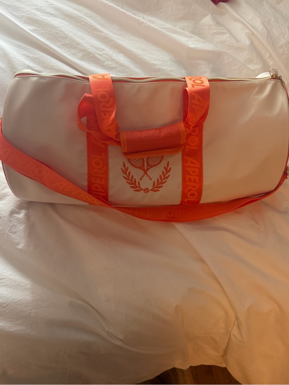 Aperol White and Orange Tennis Duffel Bag